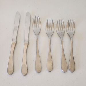 6 Pc Knork Stainless Flatware 2 Knives 1 Dinner Fork 3 Salad Forks